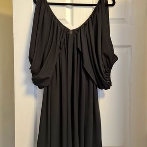 MISS SIXTY Black Mini Dress with puff sleeves and shoulder slit